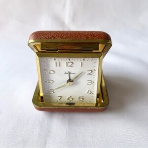 Seth Thomas Travel Alarm Clock Made In Germany Square Case Wind Up Works Vintage